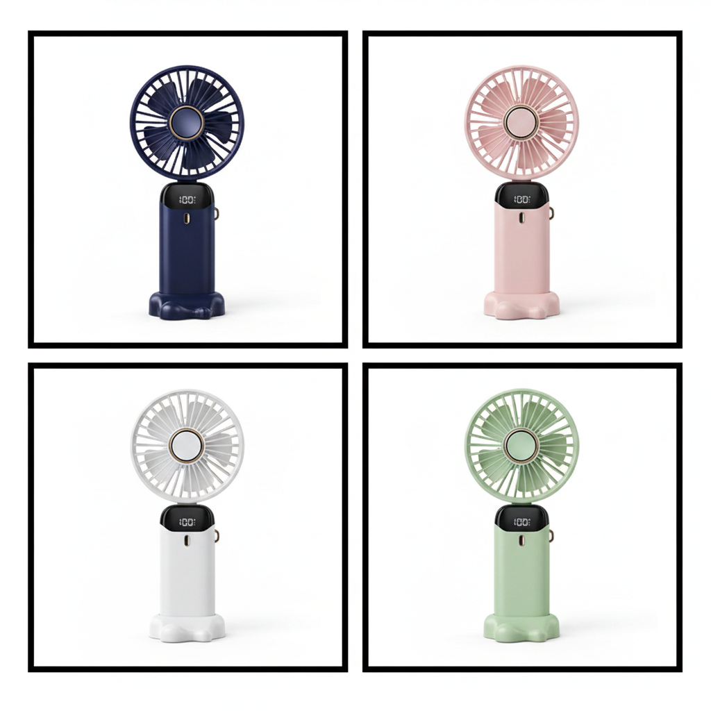 Mini Ventilador Portátil USB 5000mAh - 5 Velocidades, Pantalla LED, Plegable